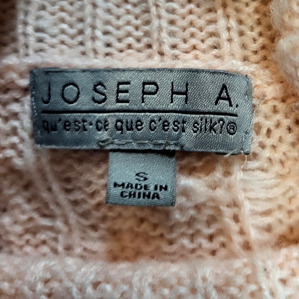 Joseph A - Peach, Cowl Neck, Cable Knit Sweater with Loose Fit Waist - Size S - Picture 4 of 6